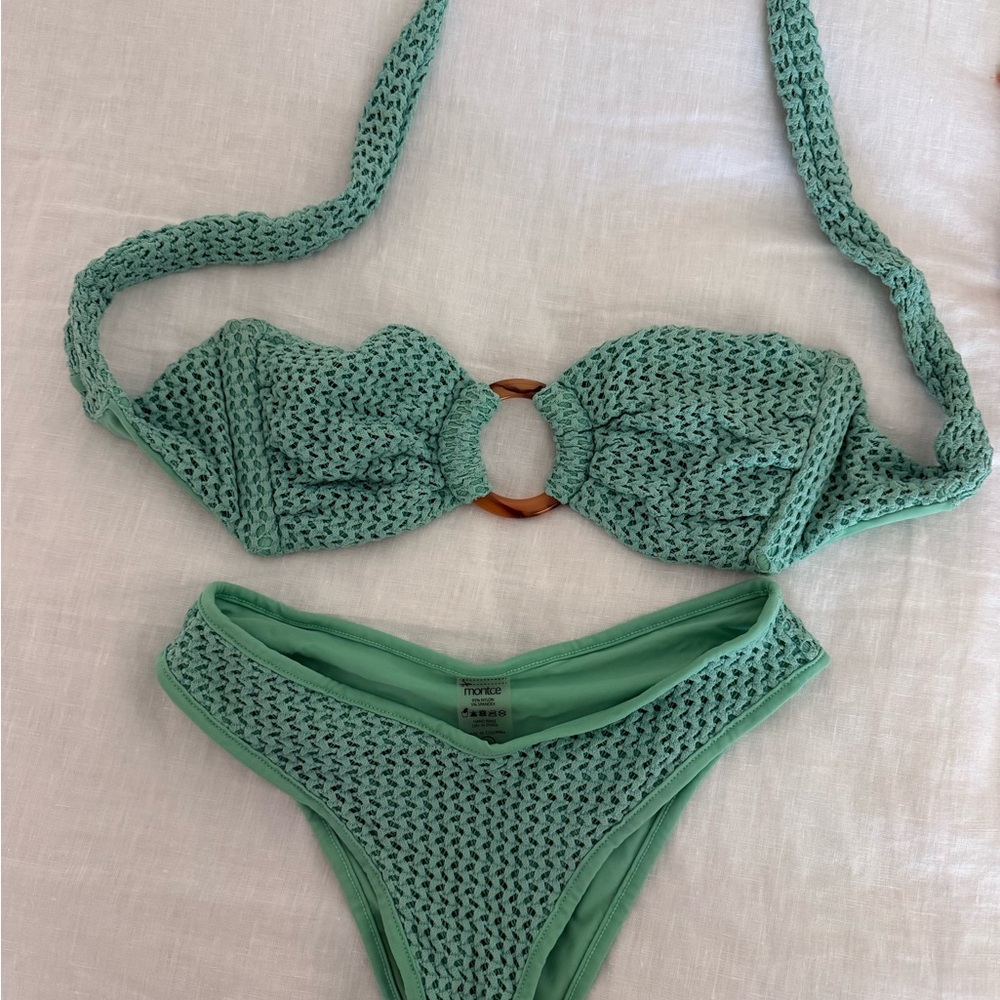Montce Mint Tori Ties Bandeau bikini set-crochet Set